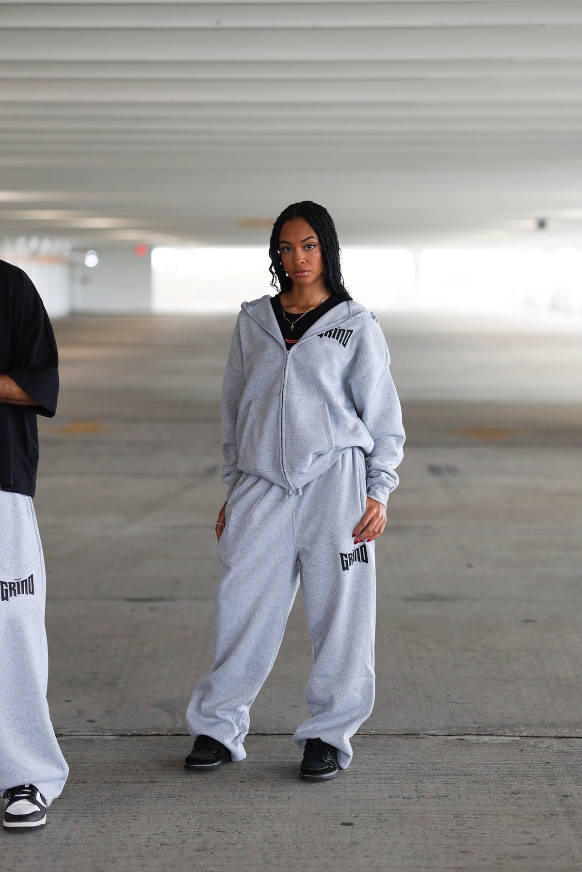 GNE Signature Zip-Up Hoodie Grey